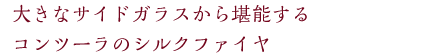 大きなサイドガラスから堪能するコンツーラのシルクファイヤ